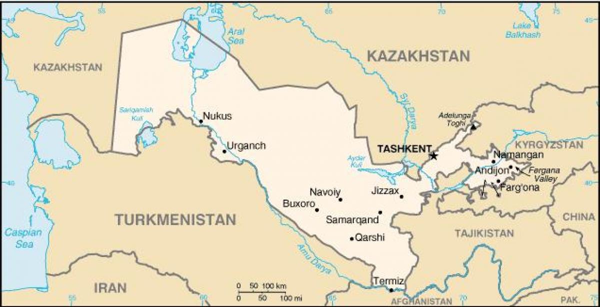 kort Usbekistan byer