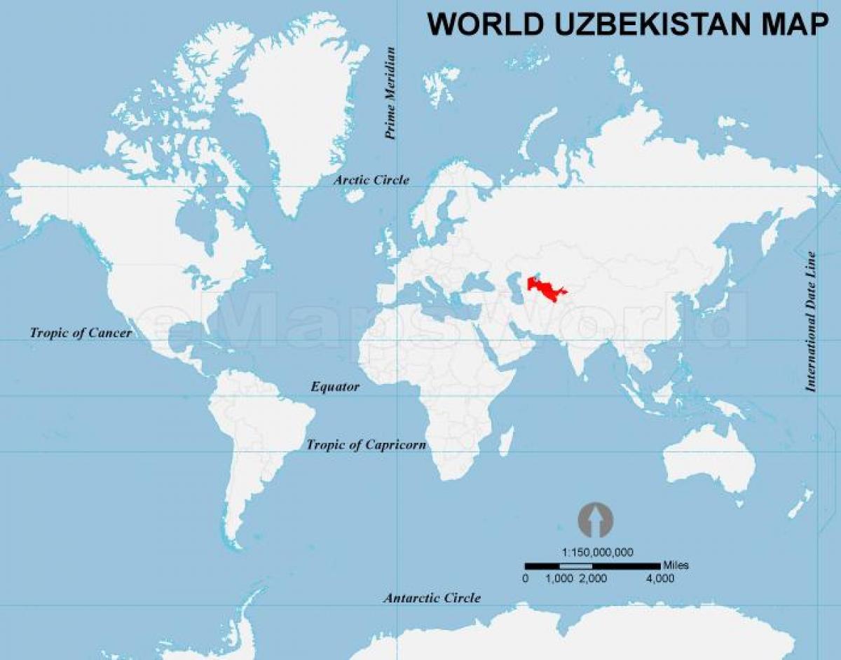 Usbekistan placering på verdenskortet
